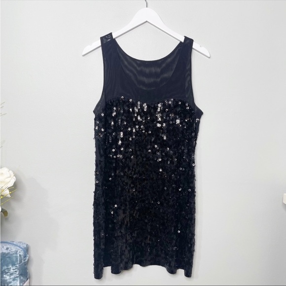 Express Black Sequin Glam A Line Mini Dress Large - Picture 3 of 5